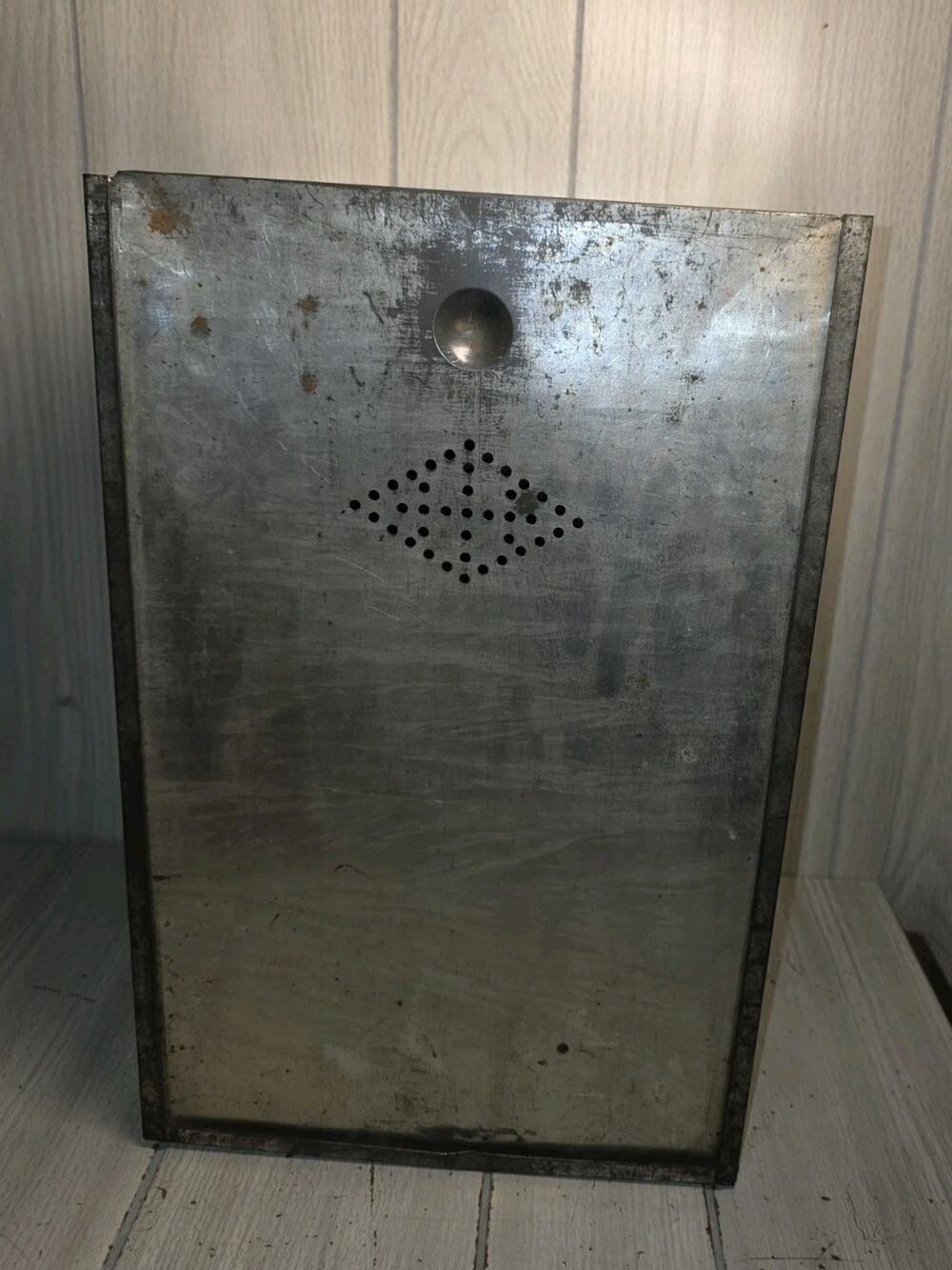 Vtg Hoosier Metal Cupboard Bread Box Sliding Lid Drawer Rustic Tin 17x 11 x 10